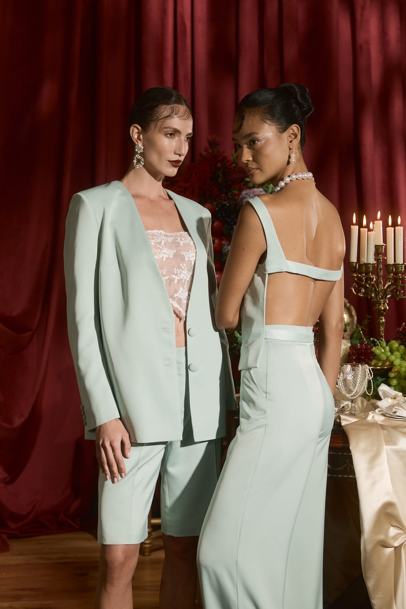 Model wearing the Seraphine Trousers by Sara Charif